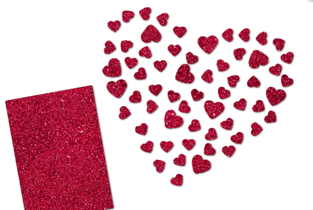 Glitzer Herzen-Set 60 Stück pink 