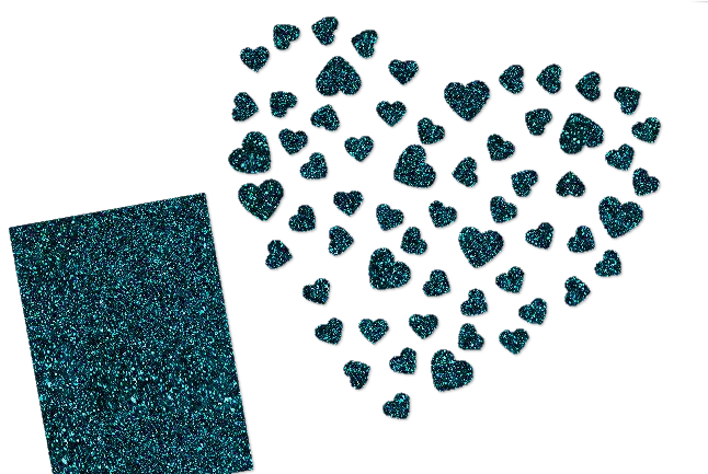 Glitzer Herzen-Set 60 Stück pink 