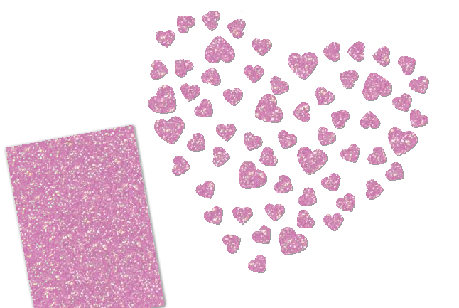 Glitzer Herzen-Set 60 Stück pink 